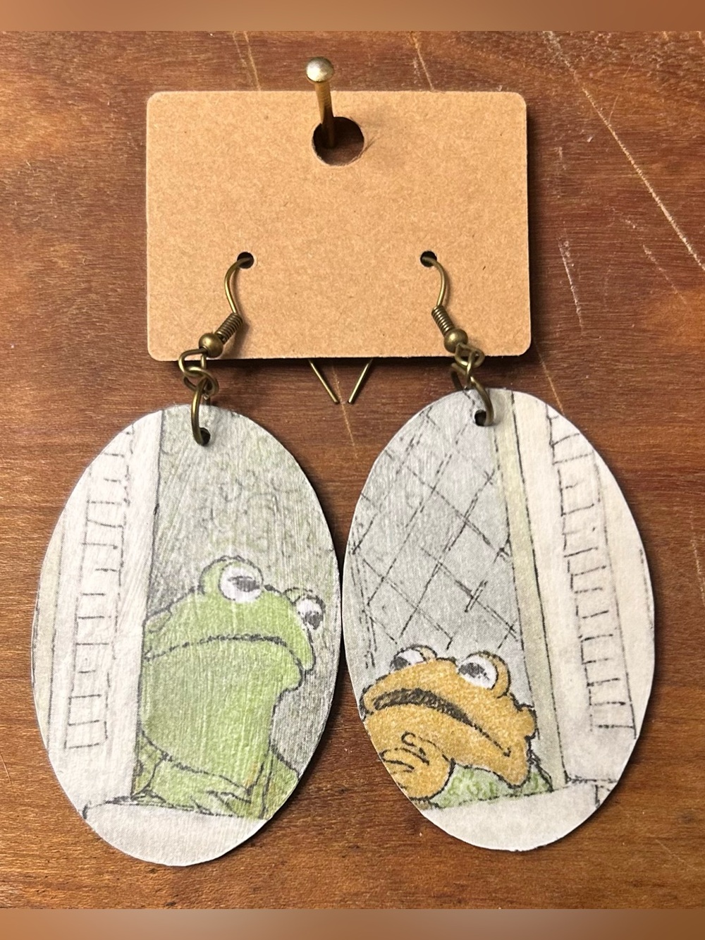 Upcycled Frog and Toad Drop Earrings